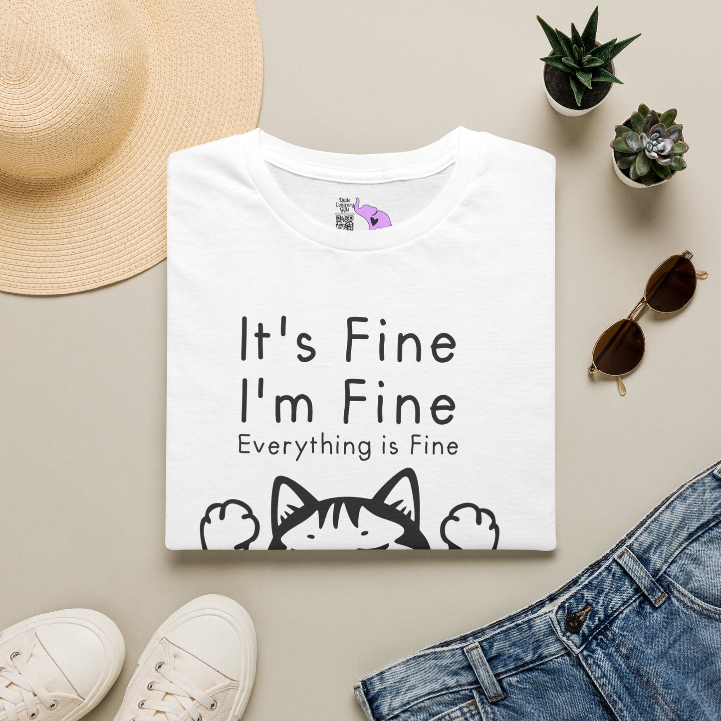 It's Fine I'm Fine Everything's Fine (Cat) Adult T-shirt