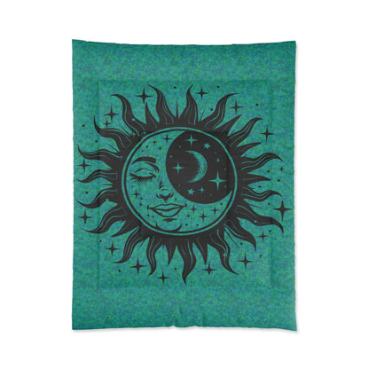 Sun & Moon Over Teal Comforter