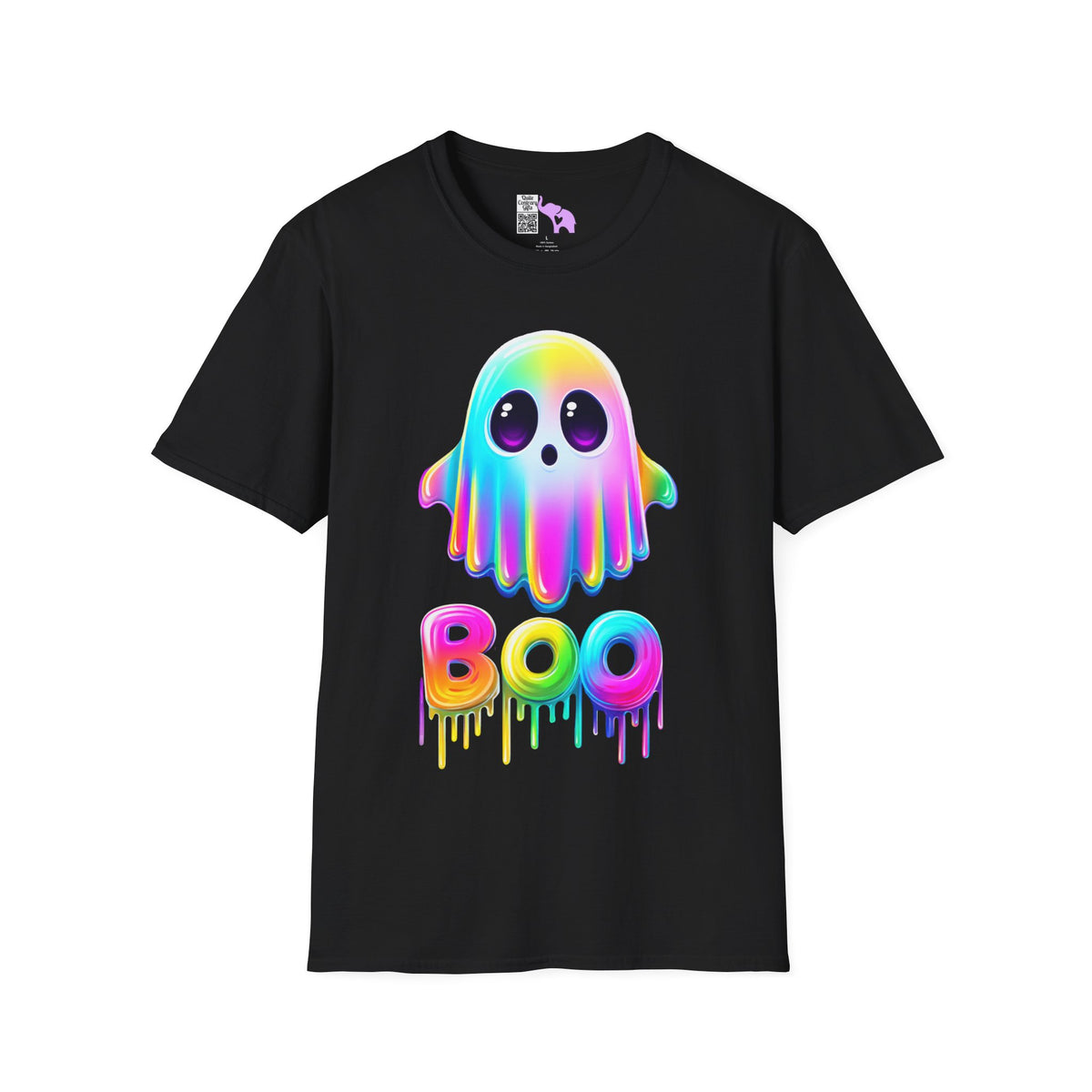 Neon Ghostly Boo Adult T-shirt