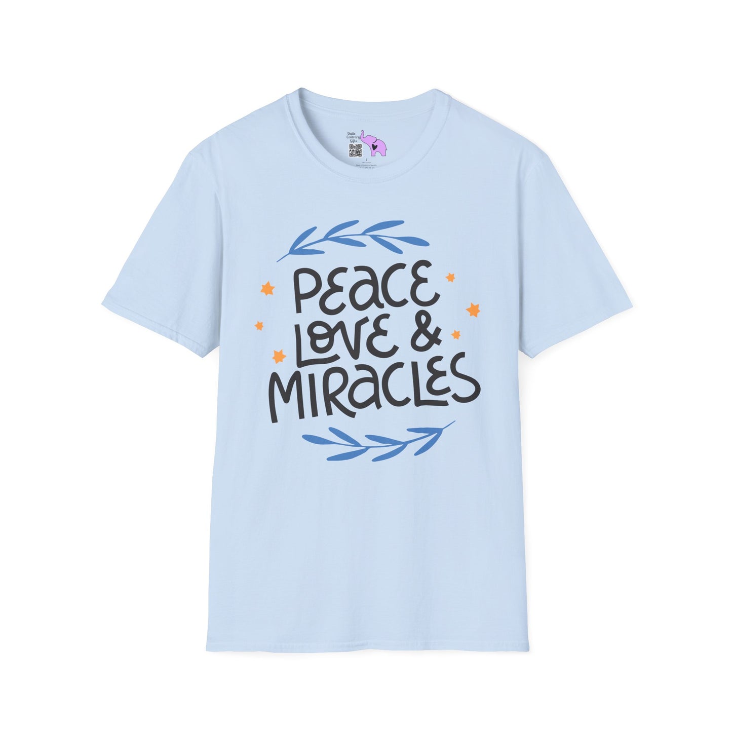 Hanukkah Peace Love & Miracles 2 Adult T-shirt