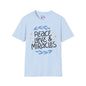 Hanukkah Peace Love & Miracles 2 Adult T-shirt