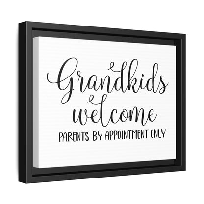 Grandkids Welcome Parents By Appointment Only Framed Canvas Bathroom Art