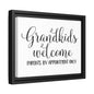 Grandkids Welcome Parents By Appointment Only Framed Canvas Bathroom Art