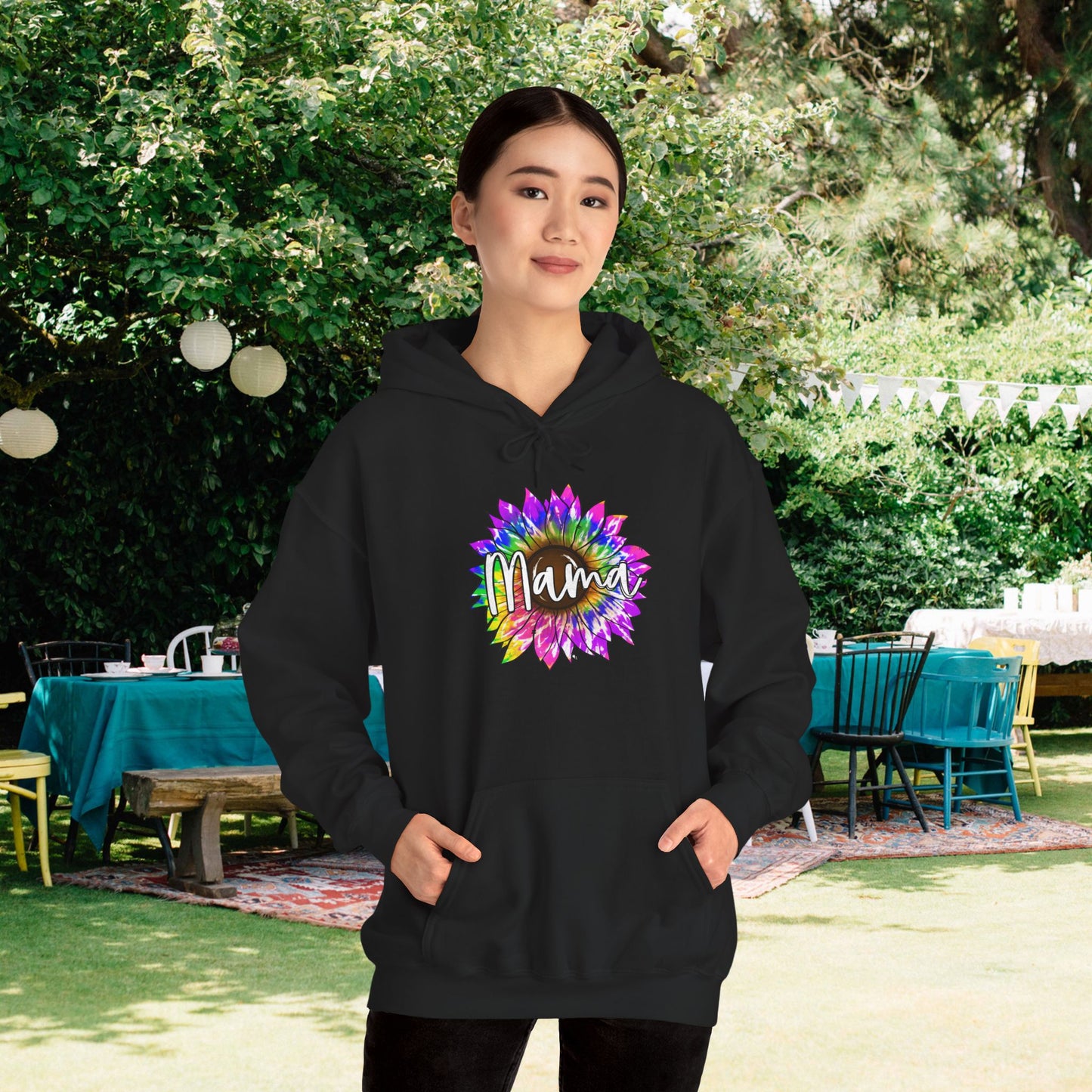 Mama Tie Dye Sunflower Heavy Blend™ Hooded Sweatshirt
