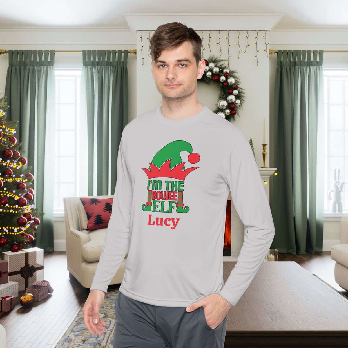 I'm The Boujee Elf Personalized Adult Long Sleeve Tee