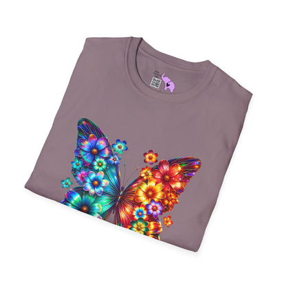 Colorful Floral Butterfly Adult T-shirt