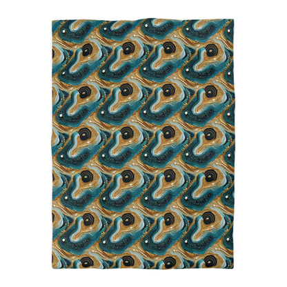 Gilded Ocean Veins Microfiber Duvet Cover
