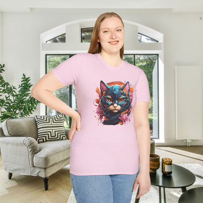 Adorable Kitty w/Flowers Adult T-shirt