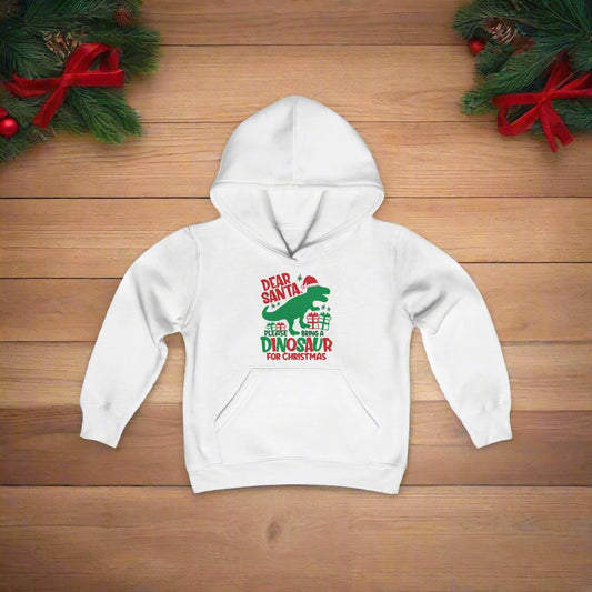 Dear Santa Please Bring a Dinosaur for Christmas Youth Hoodie