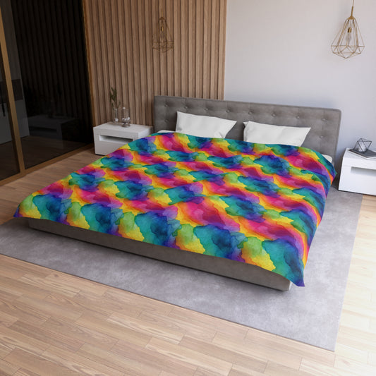 Rainbow Watercolors Duvet Bedding Set