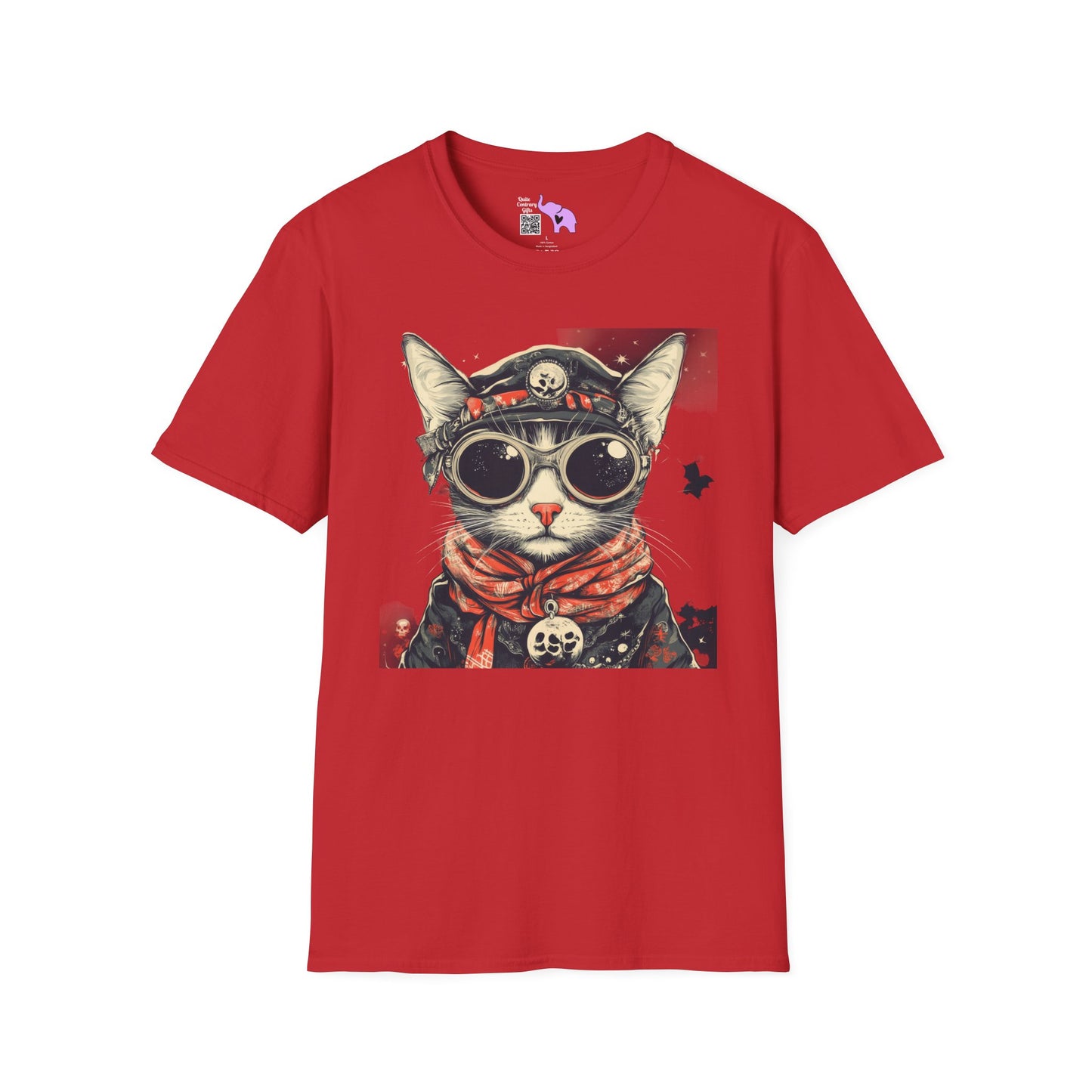 Creepy Aviator Cat Adult T-shirt