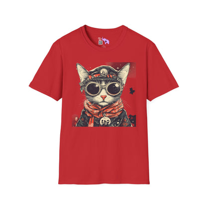 Creepy Aviator Cat Adult T-shirt