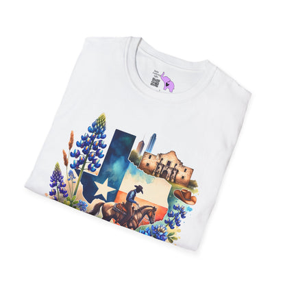 Texas Cowboy & Bluebonnets Adult T-shirt