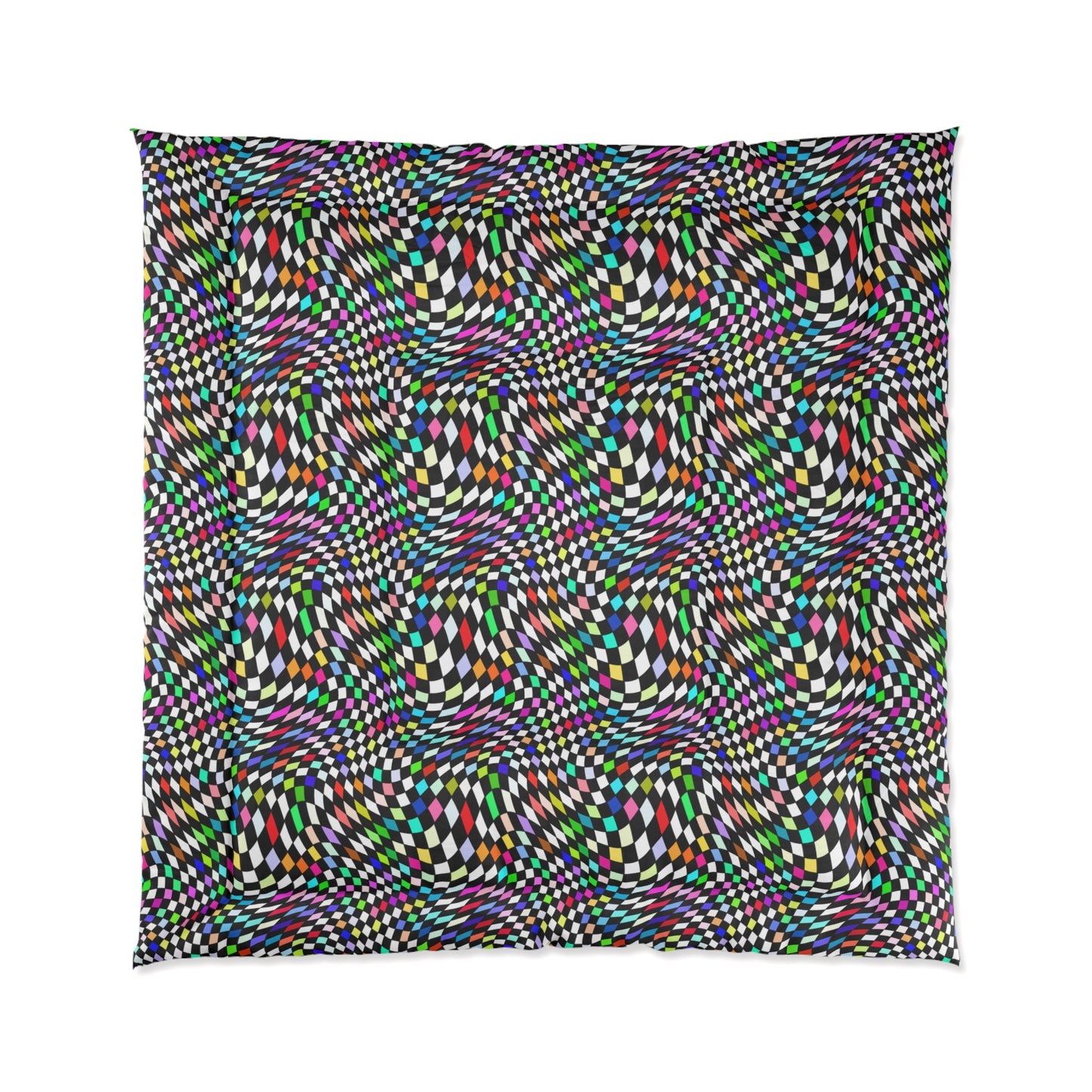 Warped Colorful Checkered Comforter