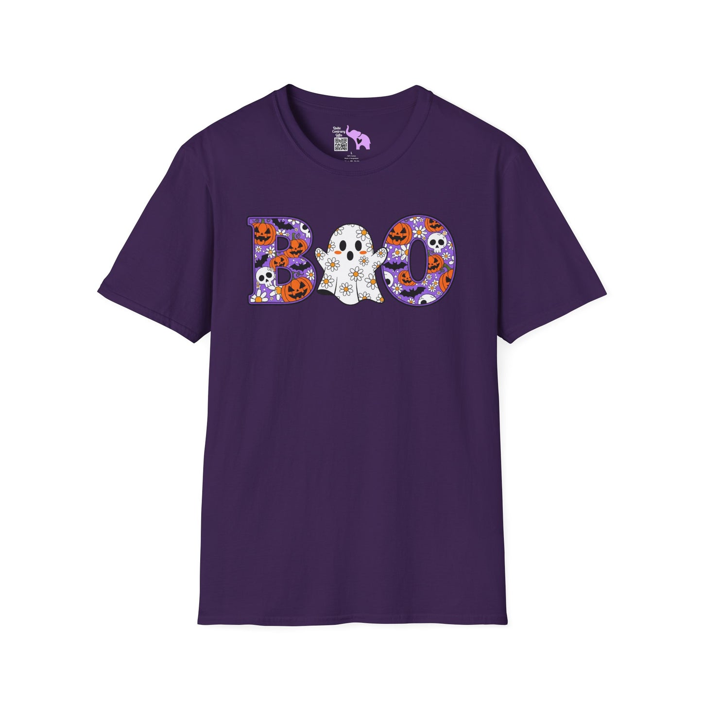 Cute Floral Boo w/Ghost Adult T-shirt