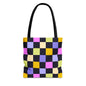 Joyful Checkerboard Canvas Tote Bag