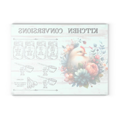 Floral Chick Kitchen Conversions Glass Cutting Board - Colorful Floral Design