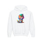 Cute Colorful Kitty w/Soccer Ball Youth Hoodie