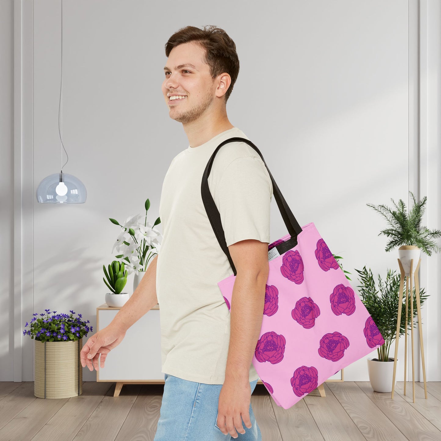 Rosy Dream Peonies Canvas Tote Bag
