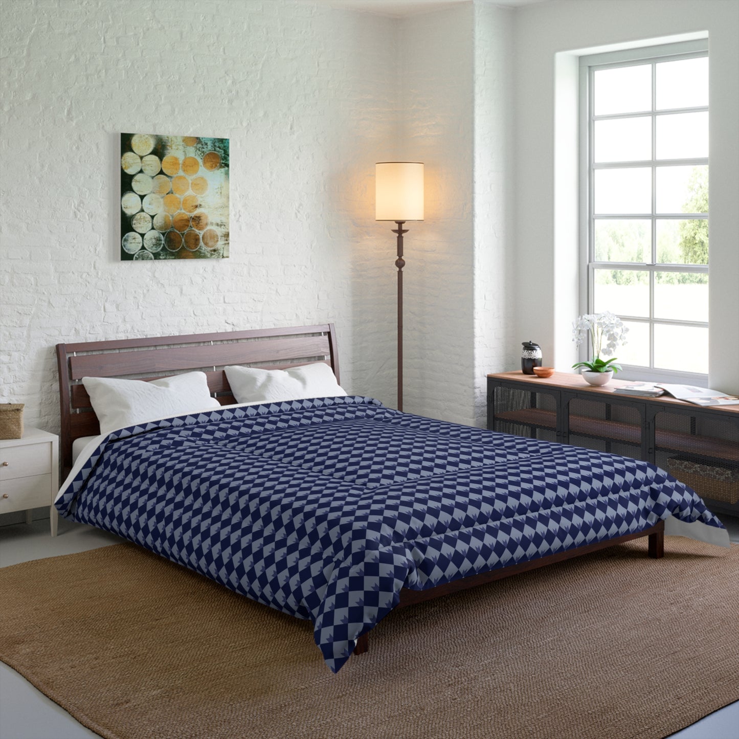 Diamond Bloom-Navy & Periwinkle Comforter