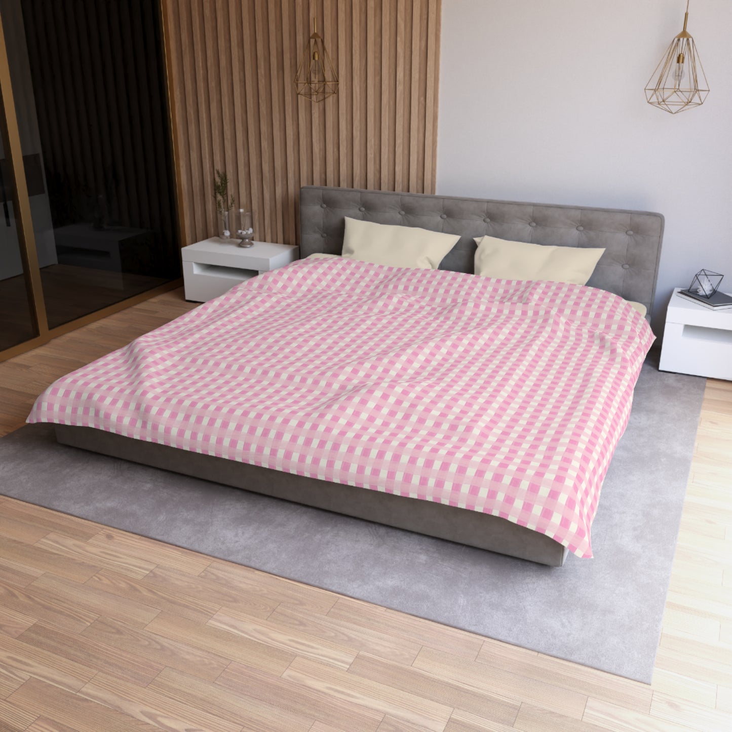 Dreamy Rose Gingham Microfiber Duvet Cover