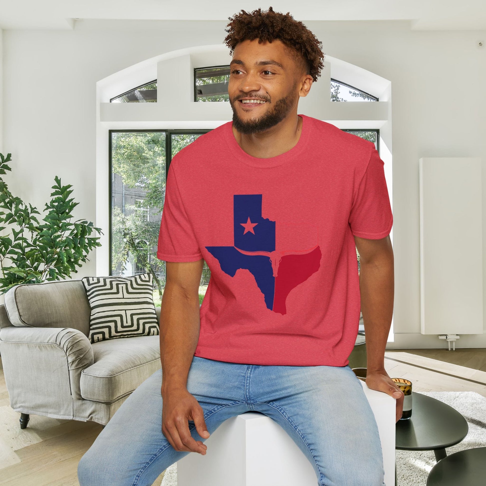 Texas Flag w/Longhorn Adult T-shirt