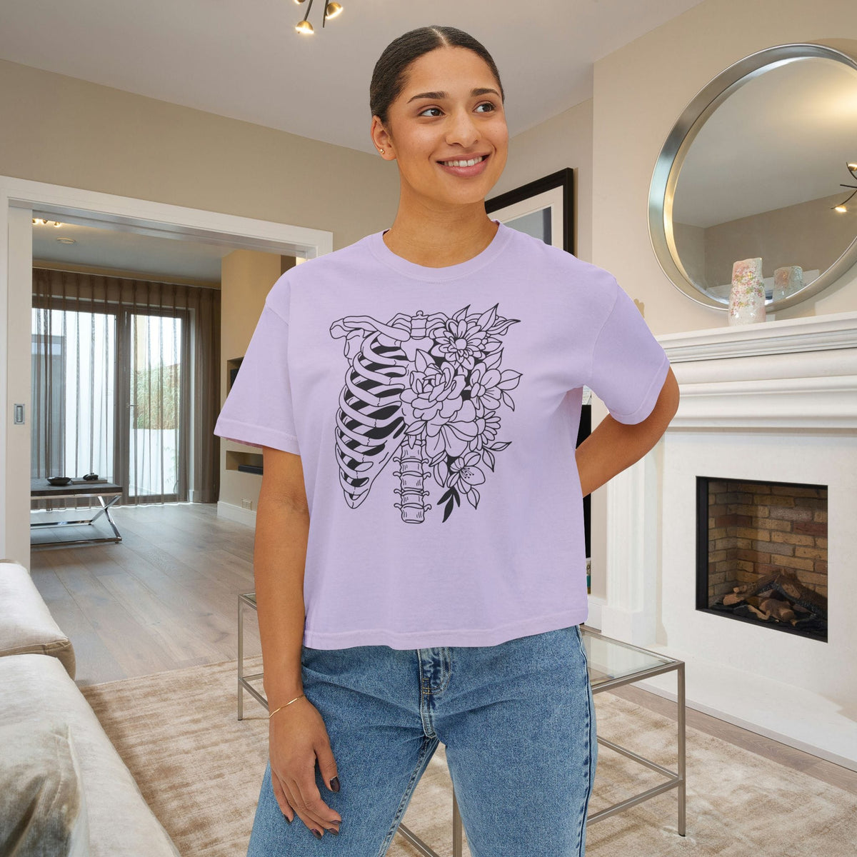 Floral Ribcage Women's Boxy Tee