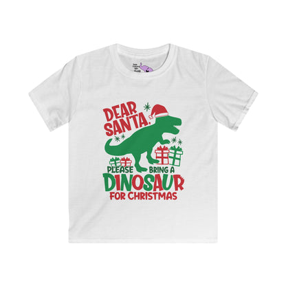 Dear Santa Please Bring A Dinosaur For Christmas Youth Softstyle Tee