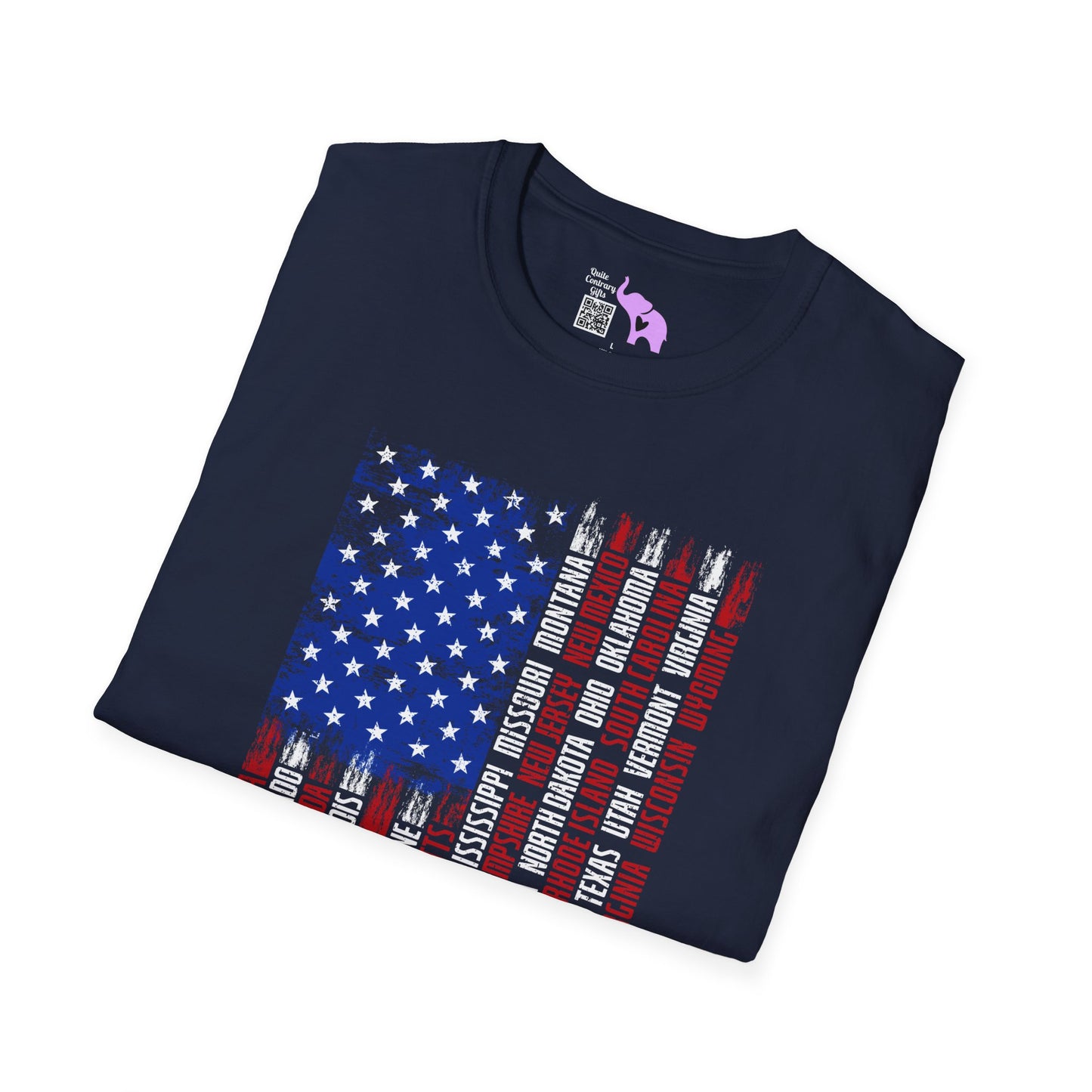 American Flag w/States (Vertical) Adult Tshirt