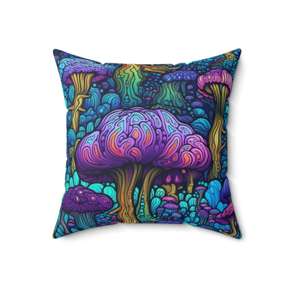 Trippy Purple Mushrooms Throw Pillow