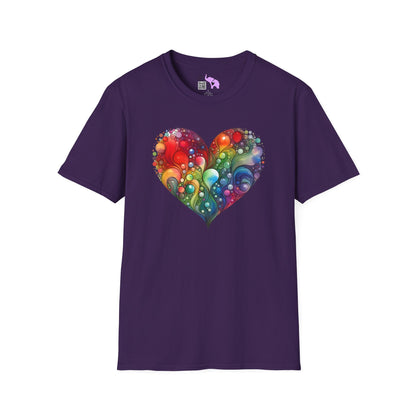 Color Burst Heart Adult T-shirt