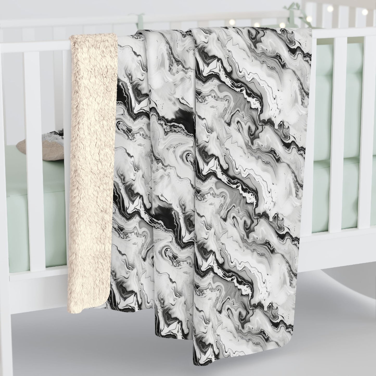 Frost Veil Marble Fleece Blanket