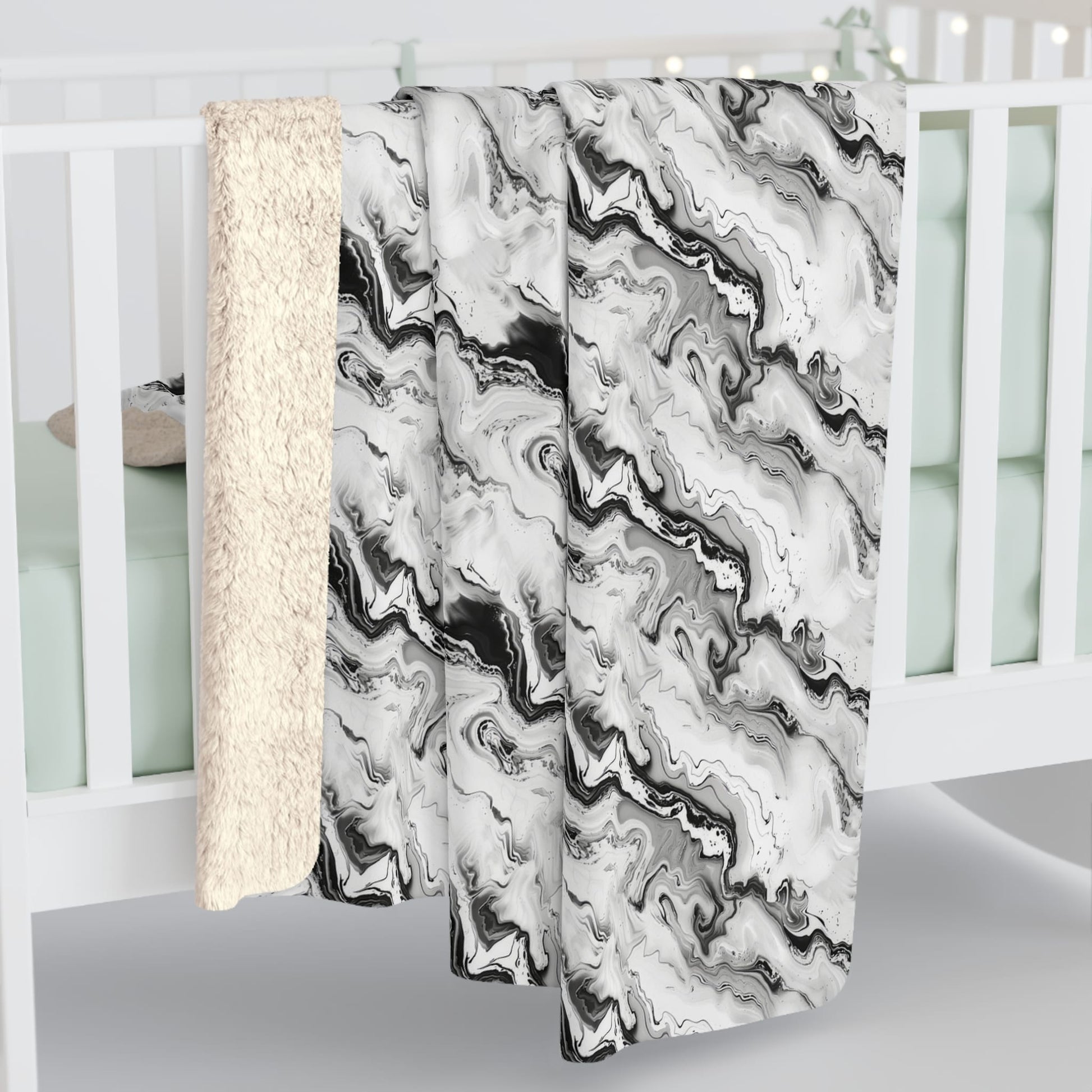 Frost Veil Marble Fleece Blanket