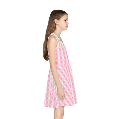 Dreamy Rose Gingham Girls' Sleeveless Sundress