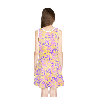 Peach Sorbet Camo Girls' Sleeveless Sundress