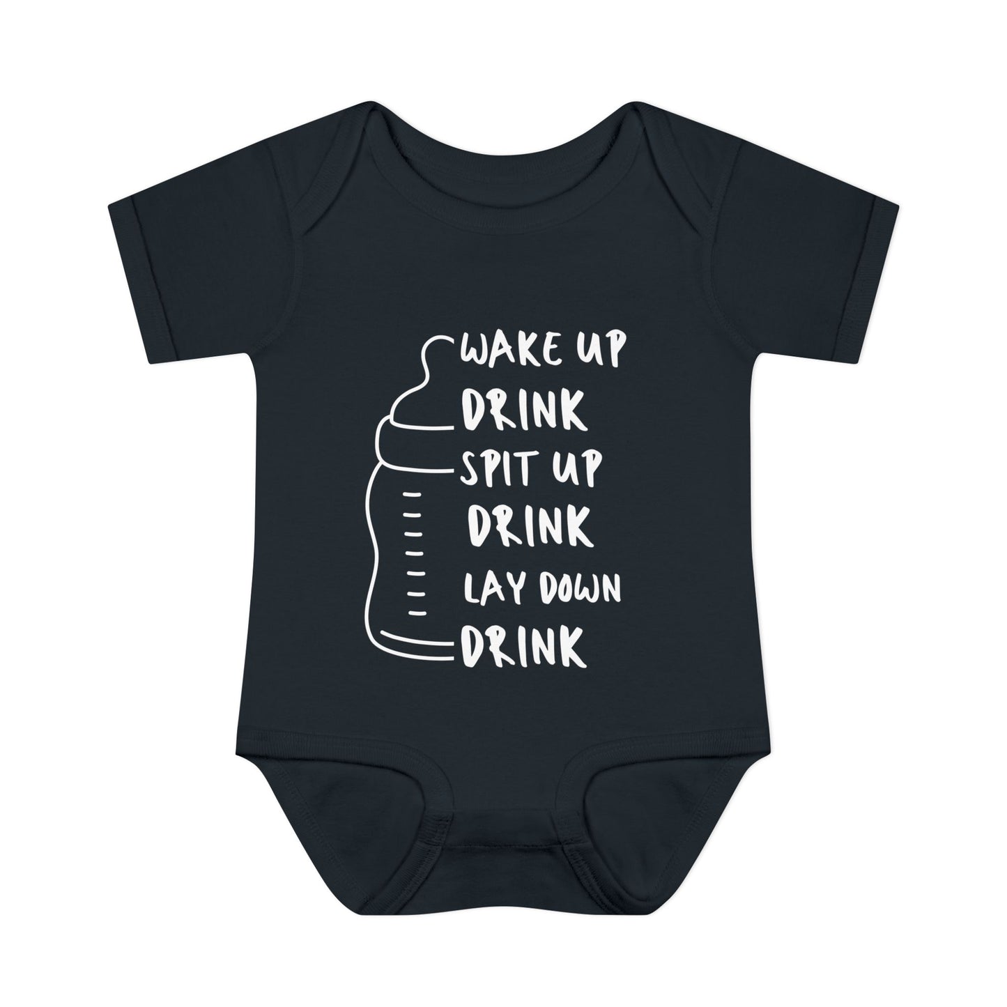 Wake Up Spit Up Lay Down Drink Infant Baby Rib Bodysuit