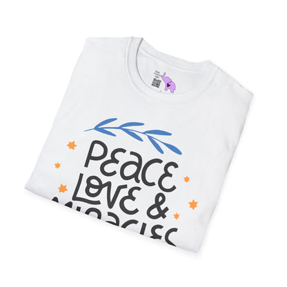 Hanukkah Peace Love & Miracles 2 Adult T-shirt