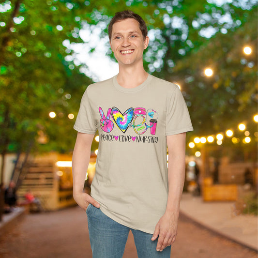 Peace Love Nursing Adult T-shirt