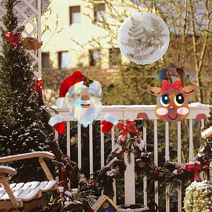 Holiday Outdoor Fence Decoration Set – Santa & Reindeer