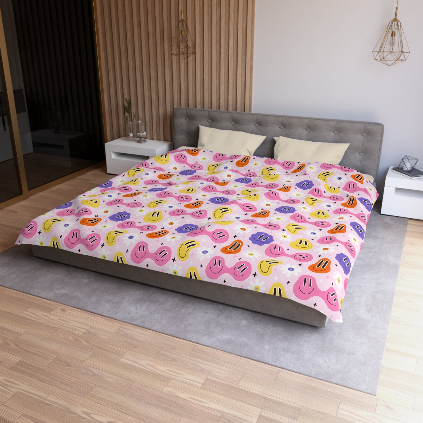 Whimsical Smiley Faces Microfiber Duvet Cover