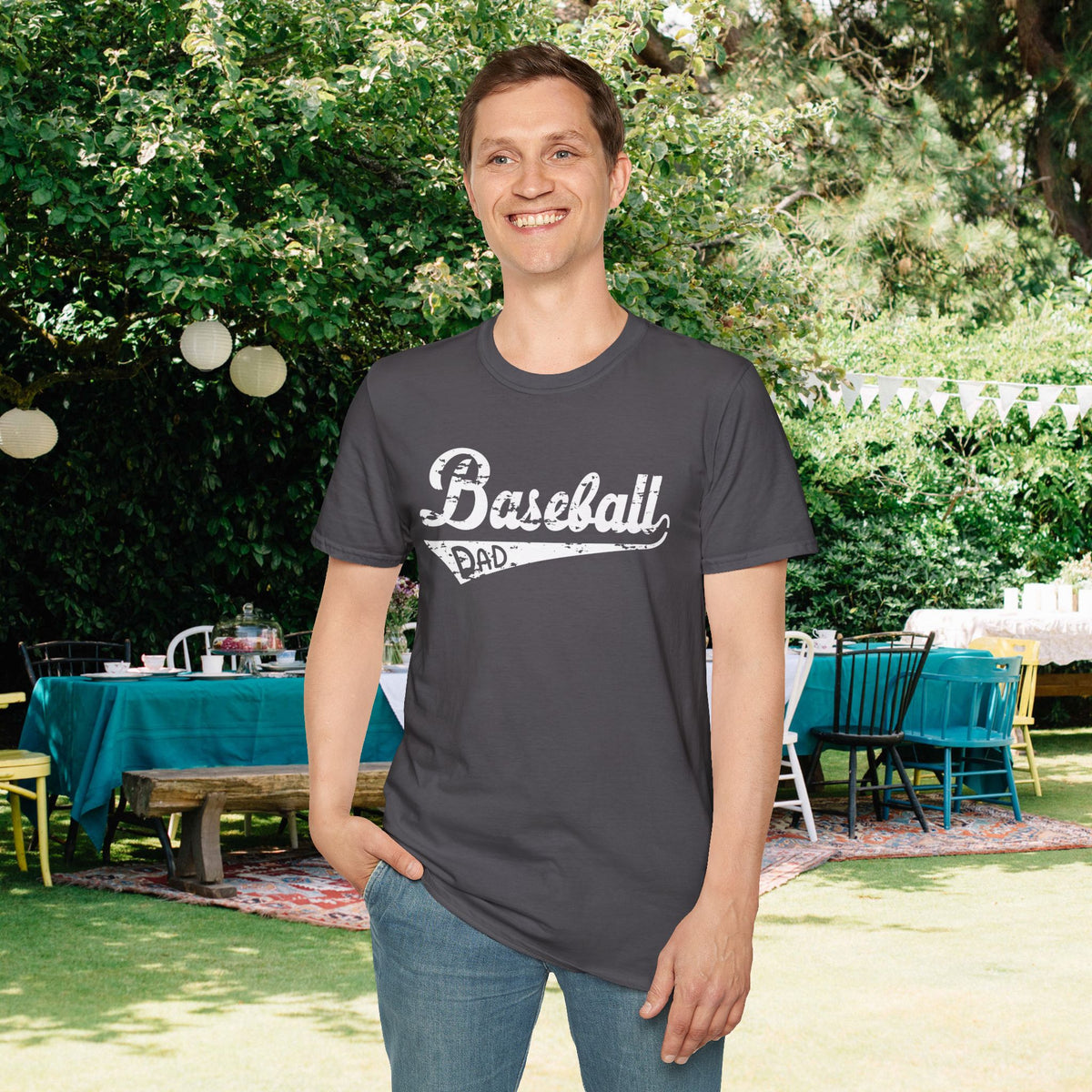 Baseball Dad (Grunge) Adult T-shirt