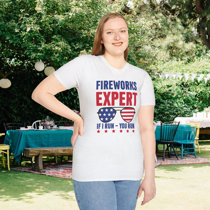 Fireworks Expert If I Run You Run Adult T-shirt