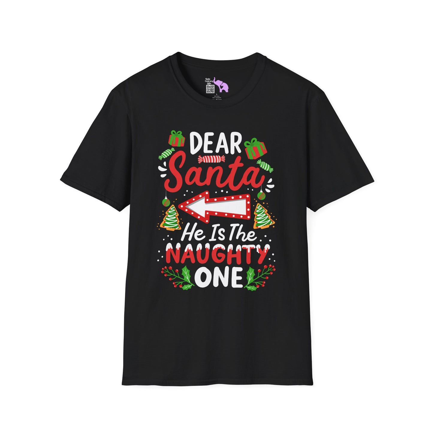 Dear Santa He Is The Naughty One Adult T-shirt