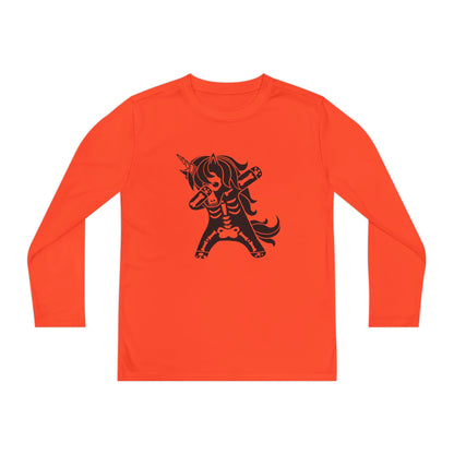 Dabbing Unicorn Skeleton Youth Long Sleeve Tee