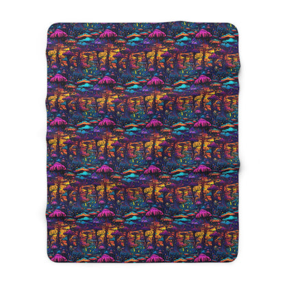 Psychedelic Spore Forest Sherpa Fleece Blanket