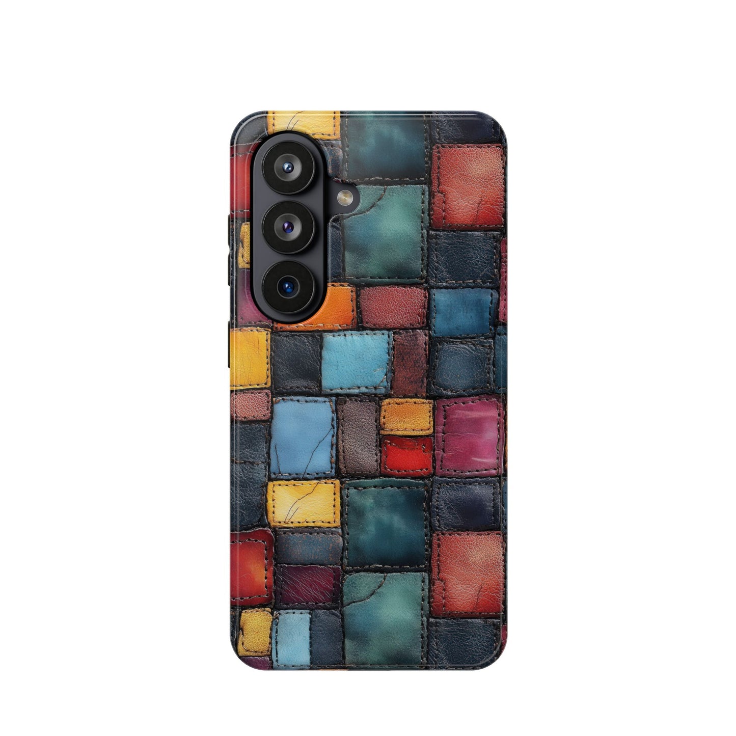 Coloerful Leather Patchwork MagSafe® Compatible Tough Case for iPhone