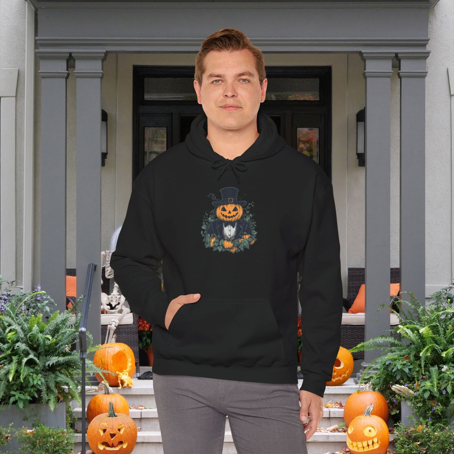 Halloween Pumpkin Man Heavy Blend™ Hooded Sweatshirt