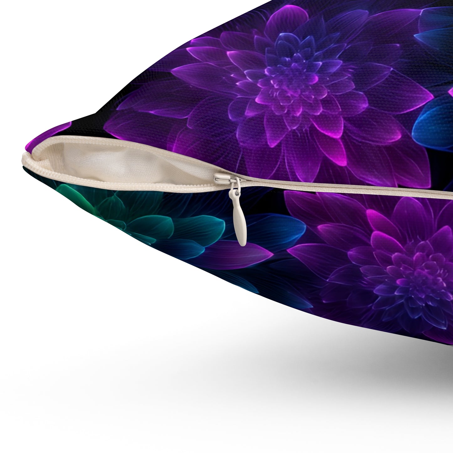 Neon Lotus Blooms Throw Pillow