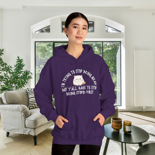 I'm Trying To Stop Being Mean... Heavy Blend™ Hooded Sweatshirt