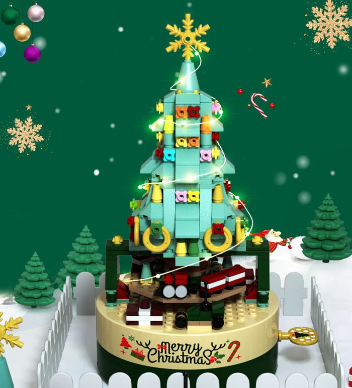 Interlocking Christmas Tree Block Spinning Music Box